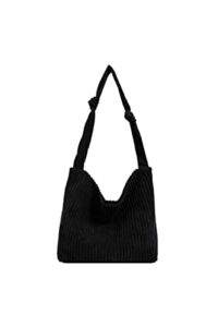 ulisty women corduroy tote bag fashion shoulder bag casual hobo bag shopping bag handbag black