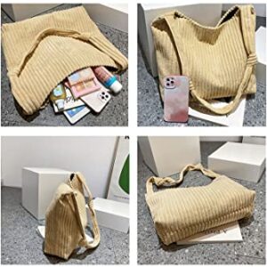 Ulisty Women Corduroy Tote Bag Fashion Shoulder Bag Casual Hobo Bag Shopping Bag Handbag black