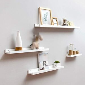 pibm stylish simplicity shelf wall mounted floating rack wooden solid wood cube storage shelves books display multifunctional,3 sizes,3 colors avaliable, white , 65x12cm