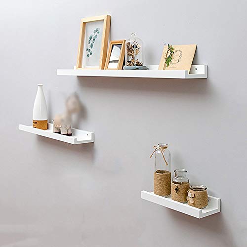 PIBM Stylish Simplicity Shelf Wall Mounted Floating Rack Wooden Solid Wood Cube Storage Shelves Books Display Multifunctional,3 Sizes,3 Colors Avaliable, White , 65X12cm