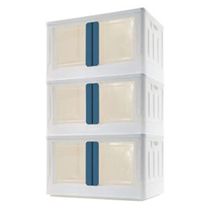 storage cabinet plastic-3pack,baby clothes organization and storage 76quart/19gallon white stackable toy storage with lids, collapsible storage box with wheels plastic containers storage bins for kids/children room