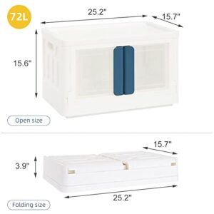 Storage Cabinet Plastic-3Pack,Baby Clothes Organization and Storage 76Quart/19Gallon White Stackable Toy Storage with Lids, Collapsible Storage Box with Wheels Plastic Containers Storage Bins for Kids/Children Room