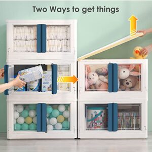 Storage Cabinet Plastic-3Pack,Baby Clothes Organization and Storage 76Quart/19Gallon White Stackable Toy Storage with Lids, Collapsible Storage Box with Wheels Plastic Containers Storage Bins for Kids/Children Room