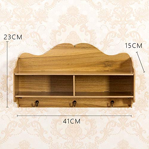 PIBM Stylish Simplicity Shelf Wall Mounted Floating Rack Shelves Wooden Background Wall Storage Boxes Living Room,41X23X15Cm,4 Colors, Walnut