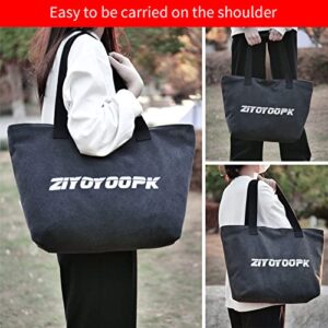 Canvas Handbag Tote Bag for Women Shoulder Hobo Bag Casual Tote Bag with Zipper Black