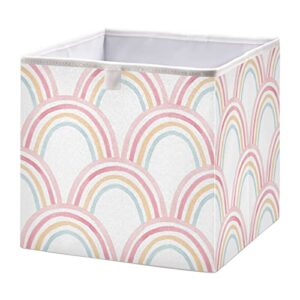 Kigai Pink Rainbow Cube Storage Bins - 11x11x11 In Large Foldable Storage Basket Fabric Storage Baskes Organizer for Toys, Books, Shelves, Closet, Home Decor