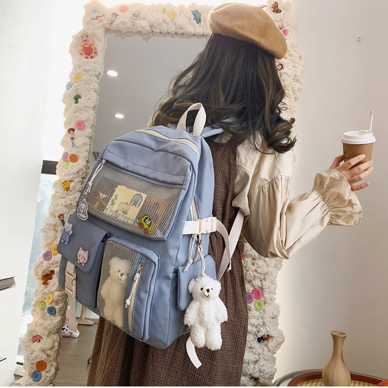 DINGZZ Buckle Badge Women Backpack Candy Color Fashion Cute Student Bag College Backpack (Color : D, Size : 32 * 43 * 13CM)