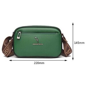 JQWSVE Small Crossbody Bags for Women Genuine Leather Camera Bag Purse Trendy Camera Shoulder Handbag with Wide Guitar Strap
