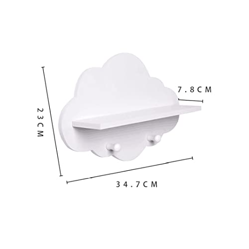 Cloud Shelves Cloud Shape Wood Floating Shelf White Floating Shelves Wall Mount Display Board Coat Hanger Storage Rack Nursery Accessories.