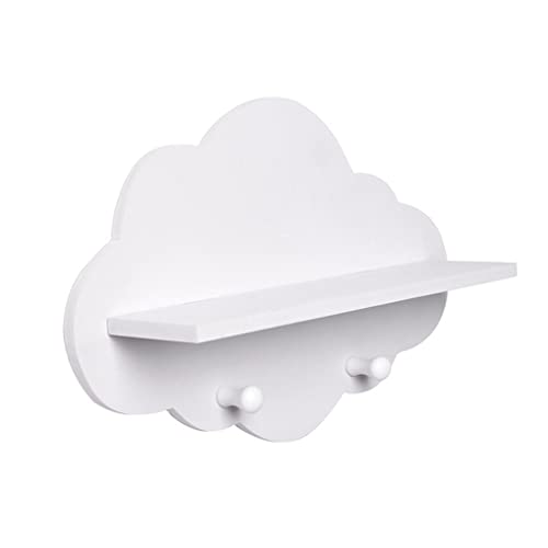 Cloud Shelves Cloud Shape Wood Floating Shelf White Floating Shelves Wall Mount Display Board Coat Hanger Storage Rack Nursery Accessories.