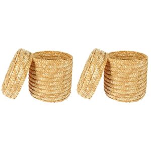 hemoton 2pcs wicker baskets with lids, nautral seagrass storage baskets, multi- use storage basket woven rectangular basket bins, rattan storage organizer
