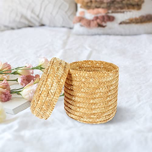 Hemoton 2pcs Wicker Baskets with Lids, Nautral Seagrass Storage Baskets, Multi- use Storage Basket Woven Rectangular Basket Bins, Rattan Storage Organizer