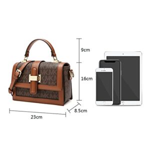 LOFFYMILLER Womens Handbag Shoulder Bag Retro Snap Sling Oldlace Satchel Bag with Removable Leather Strap for Woman (Brown)