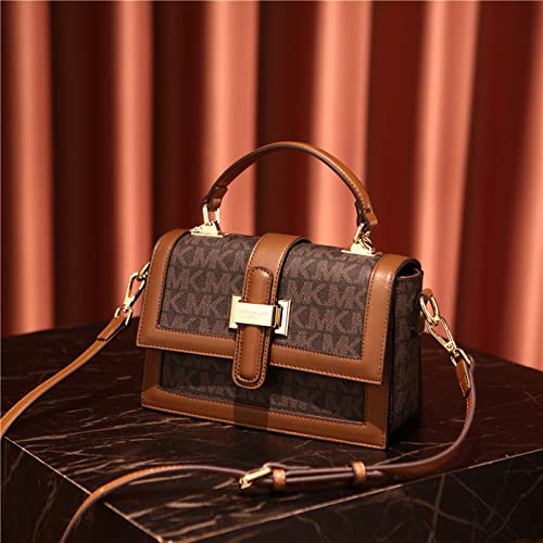 LOFFYMILLER Womens Handbag Shoulder Bag Retro Snap Sling Oldlace Satchel Bag with Removable Leather Strap for Woman (Brown)