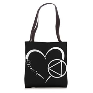 sober alcoholic abstinence aa support sobriety heart love tote bag