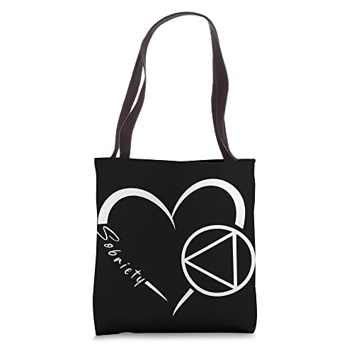 Sober Alcoholic Abstinence AA Support Sobriety Heart Love Tote Bag