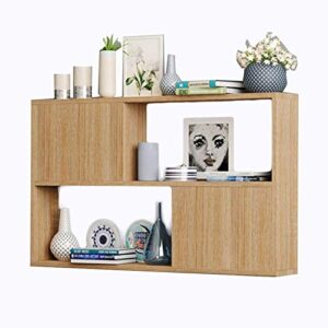 PIBM Stylish Simplicity Shelf Wall Mounted Floating Rack Shelves Solid Wood with Door Bookshelf Show Bearing Strong Living Room Bedroom - 4 Colors, a , 100x20x65cm
