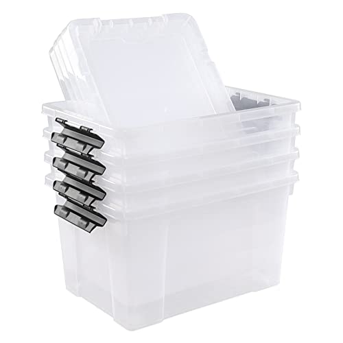 Yuright 22 Quart Clear Storage Tote with Wheels, 4 Pack Organizer Bin