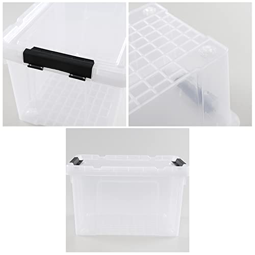 Yuright 22 Quart Clear Storage Tote with Wheels, 4 Pack Organizer Bin