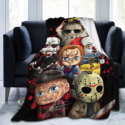 hanaiette Horror Characters Flannel Blanket Lightweight Cozy Microfiber Soft Blankets Anti-Static Fuzzy for Bed Couch Chair Living Room 50'x40' Horror 1, 50'x40'