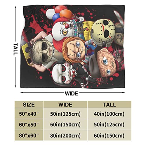 hanaiette Horror Characters Flannel Blanket Lightweight Cozy Microfiber Soft Blankets Anti-Static Fuzzy for Bed Couch Chair Living Room 50'x40' Horror 1, 50'x40'