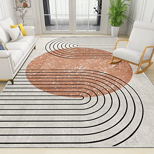 Tritard Mid Century Boho Abstract Area Rug Modern Geometry Line Art Home Decor Easy Clean Rug Soft Non-Shedding Non-Slip Backing Rugs Floor Carpet for Living Room Bedroom, 8'x10'