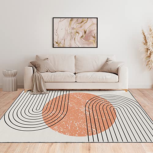 Tritard Mid Century Boho Abstract Area Rug Modern Geometry Line Art Home Decor Easy Clean Rug Soft Non-Shedding Non-Slip Backing Rugs Floor Carpet for Living Room Bedroom, 8'x10'