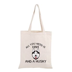 jniap husky tote bag husky dog lover gift husky mom gift all you need is love and husky grocery shoulder bag husky owner gift (love and husky tote)