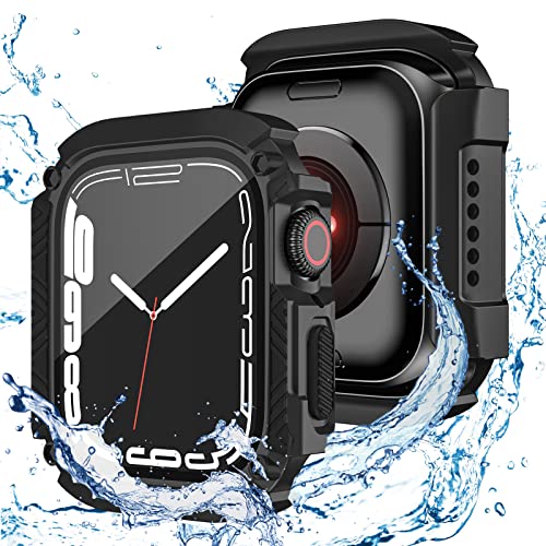 YeeCASE Military Waterproof Case Compatible with Apple Watch Series 8/SE2/7/6/SE/5/4 45mm/44mm/41mm/40mm