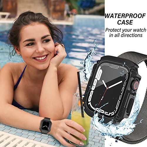 YeeCASE Military Waterproof Case Compatible with Apple Watch Series 8/SE2/7/6/SE/5/4 45mm/44mm/41mm/40mm