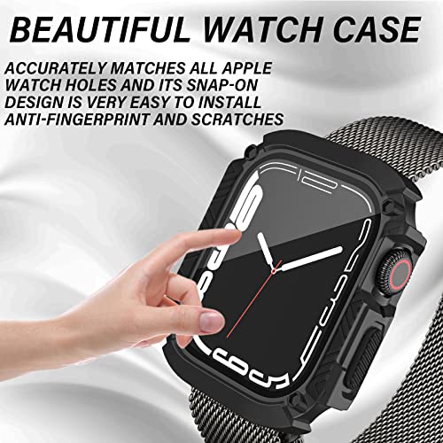 YeeCASE Military Waterproof Case Compatible with Apple Watch Series 8/SE2/7/6/SE/5/4 45mm/44mm/41mm/40mm