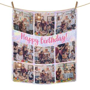 custom blanket personalized throw blanket with photos text customized picture blanket for mom dad family dog pets kids adult friends personalized gift flannel blanket birthday christmas made in usa