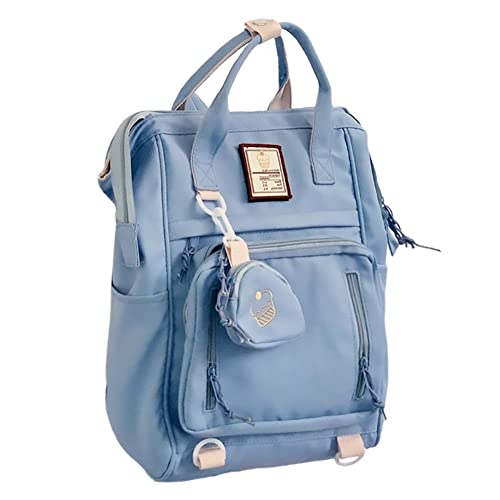 Kawaii Backpack Purse Back to School Aesthetic Bag Large Capacity (Blue)