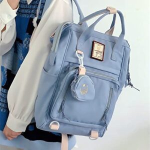 Kawaii Backpack Purse Back to School Aesthetic Bag Large Capacity (Blue)