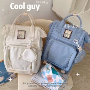 Kawaii Backpack Purse Back to School Aesthetic Bag Large Capacity (Blue)