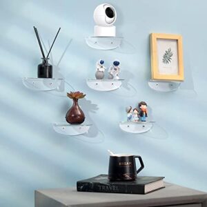 small shelf, 6 set small floating shelves for wall, clear acrylic shelves for living room, security cameras, baby monitor, speakers storage & decoration, universal mini shelf(5.5in, clear)