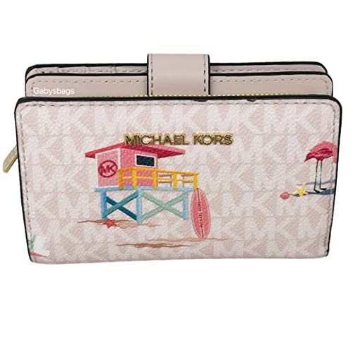 Michael Kors Jet Set Medium Compact Bifold Wallet Light Powder Blush Pink Miami