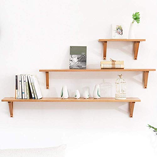 PIBM Stylish Simplicity Shelf Wall Mounted Floating Rack Shelves Solid Wood Simple Tripod Stable Structure Bearing Strong,4 Sizes, Wood , 60x20x8cm