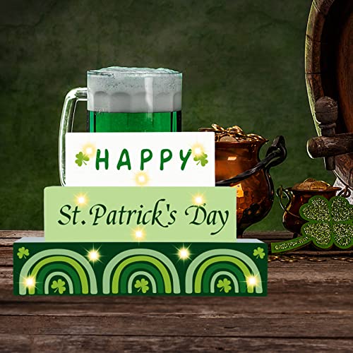 St Patricks Day Decorations, LED St Patricks Wood Block Sign, St Patrick Rustic Letters, Farmhouse Home Table Centerpiece Decor,St Patricks Day decor Tiered Tray, Tables, Mantel Decor,St Patricks Day Gift