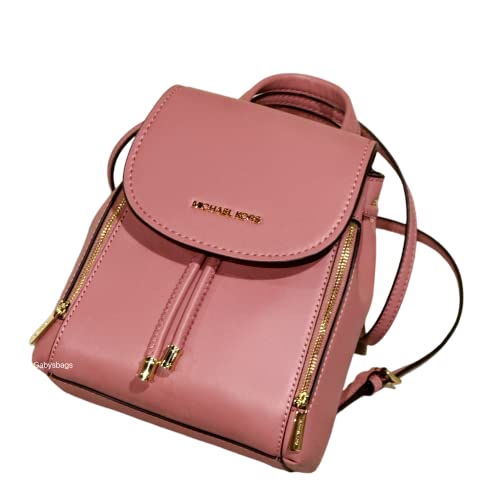 Michael Kors Phoebe XS Rose Pink Smooth Leather Flap Drawstring Backpack