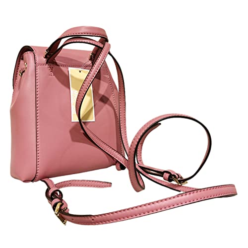 Michael Kors Phoebe XS Rose Pink Smooth Leather Flap Drawstring Backpack