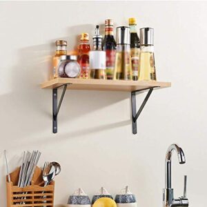 PIBM Stylish Simplicity Shelf Wall Mounted Floating Rack Shelves Metal Bracket Solid Wood Bookshelf Kitchen Rack Smooth Easy to Clean Bearing Strong,4 Sizes, a ,