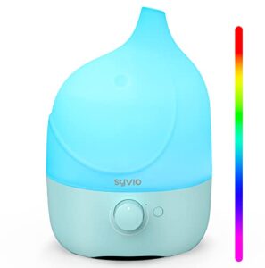 syvio humidifiers for bedroom baby, optional 7-color night light cool mist humidifiers for nursery, kids, plants, filterless, variable mist, whisper-quiet, lasts up to 45 hours, bpa free, blue
