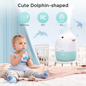 Syvio Humidifiers for Bedroom Baby, Optional 7-Color Night Light Cool Mist Humidifiers for Nursery, Kids, Plants, Filterless, Variable Mist, Whisper-Quiet, Lasts up to 45 Hours, BPA Free, Blue