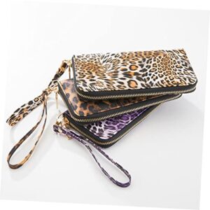 TENDYCOCO Leopard Wallets for Women Zipper Wallet Leopard Print Purse Wallet for Women Wallet with Wrist Strap Wristlet Purse Storage Bags Handbag Wristband Fashion Women Wallet Tote Bag Set