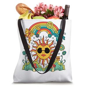 Hippie sun and mushrooms groovy retro Tote Bag