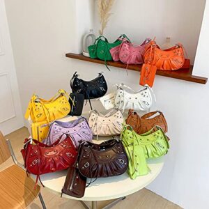 Retro Punk Style Rivet Hobo Bag + Mini Purses, Pleated Crescent Bag, Personality Satchels/Shoulder/Crossbody Bag for Women