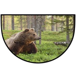 AMELIA SHARPE Welcome Half Round Door Mat Forest Wild Brown Bear Washable Home Kitchen Art Restaurant Office Floor Mats Non Slip and Durable Doormats Decor 18x30 Inch