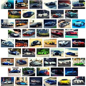car posters for boys room,car wall collage kit for wall art prints,car pictures dorm room decor for teen boys (50pcs 4×6 inch）