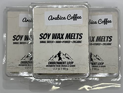 Arabica Coffee Soy Wax Melts - Maximum Scented 2.3 OZ Cube Bars (3 Pack)